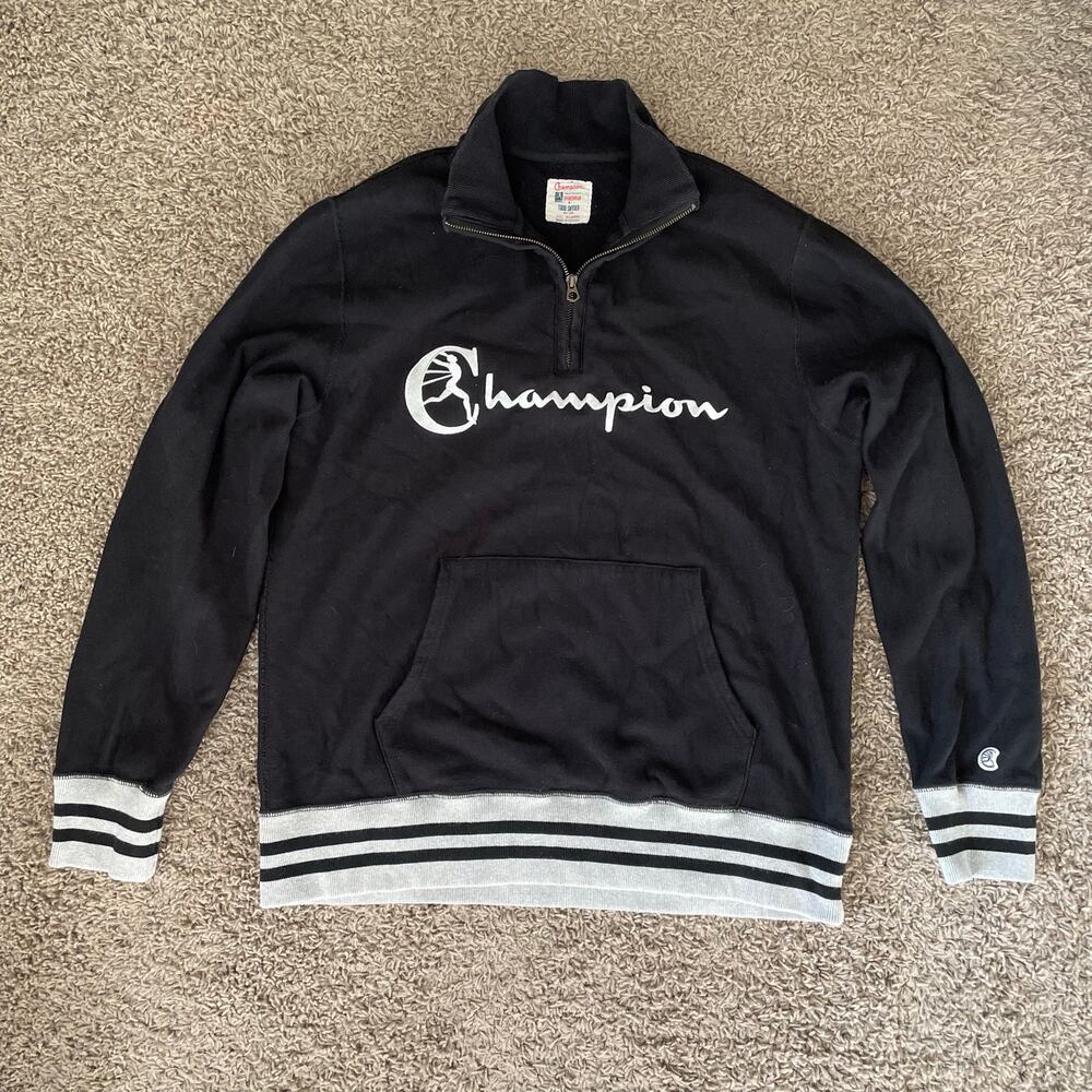 Todd Snyder X Champion Men's Black Quarter Zip Sweatshirt Retro sz XL